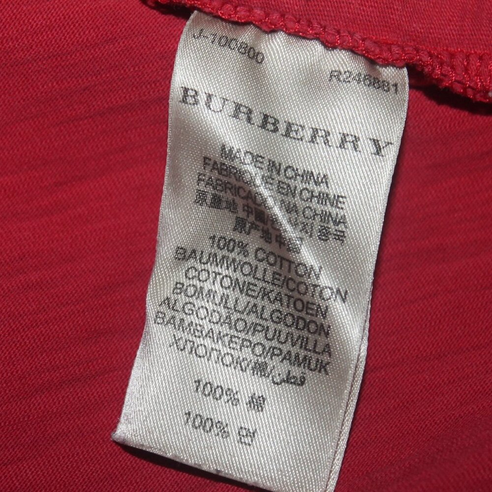 Auth  $439 Men's Burberry Nova Check Red Short Sleeve Polo Shirt Sz M - Picture 5 of 10